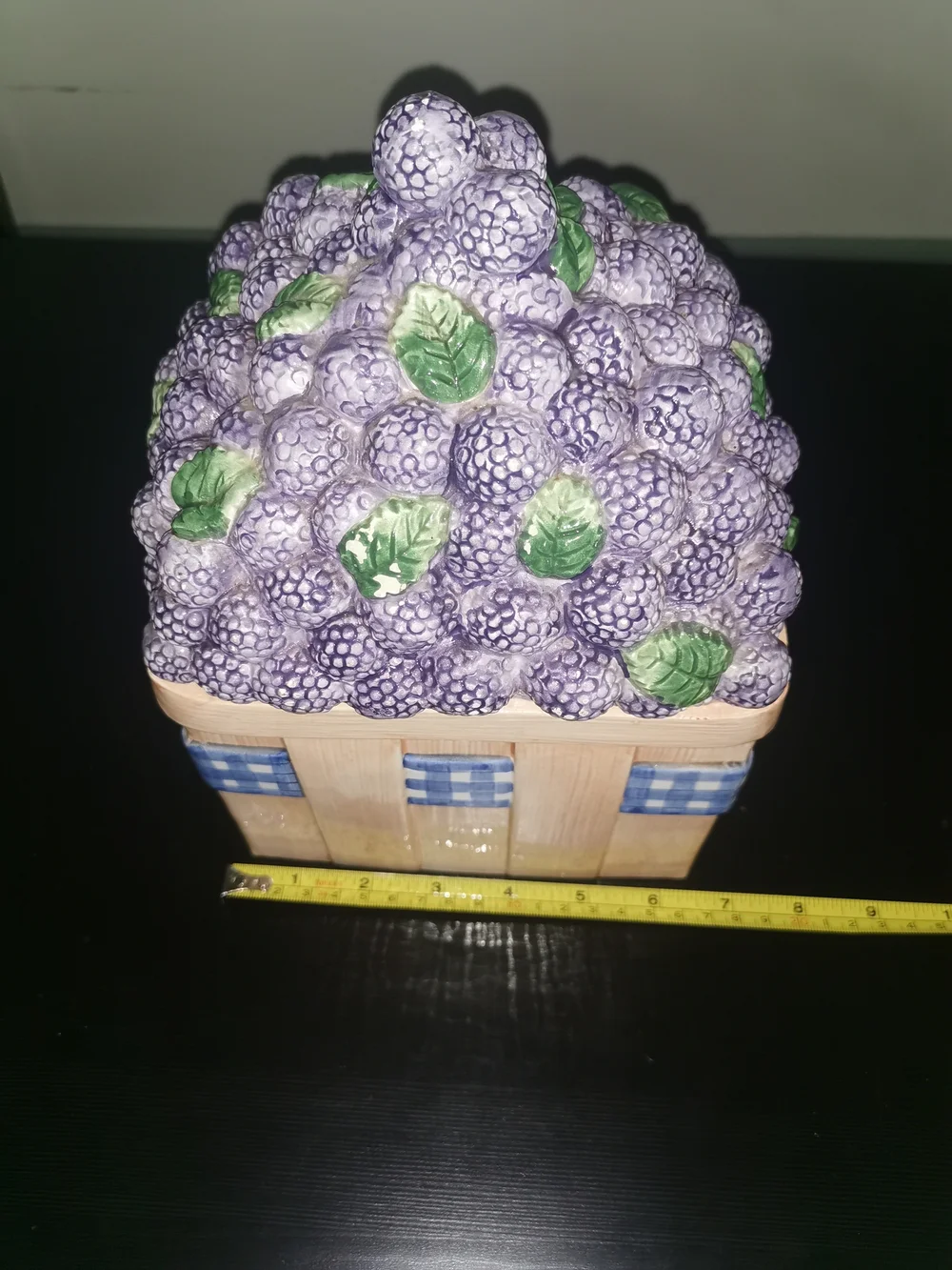 Vintage 70s Ceramic Blueberry Basket Cookie Jar
